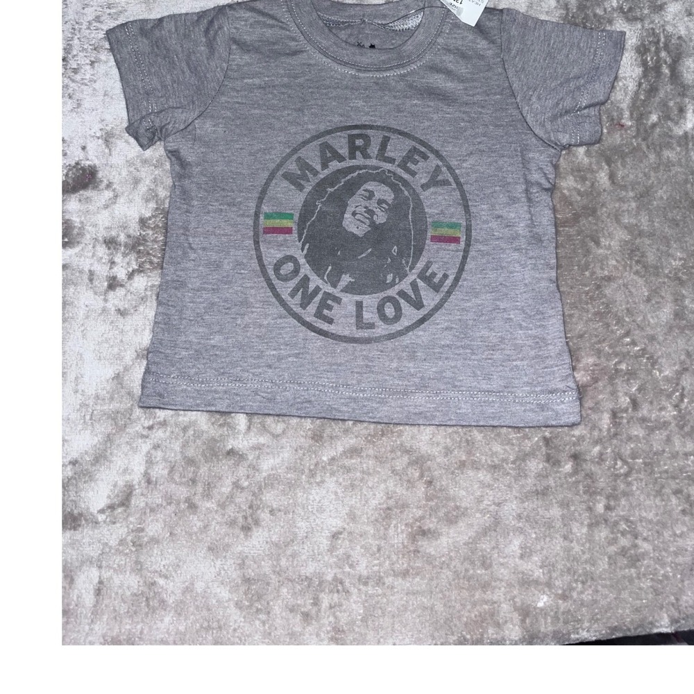 Zion Rootswear‎ Bob Marley One Love Heather Gray Graphic T-Shirt Kids 12M NWT